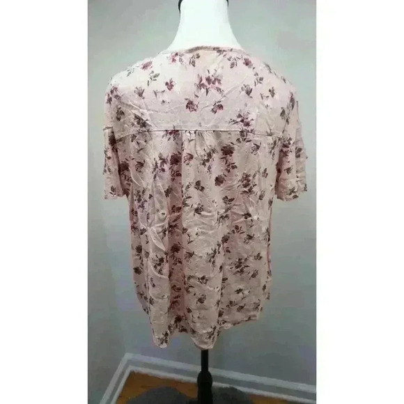 Como Blu V-Neck Short Sleeve Floral Blouse Top, Size L - Picture 7 of 13